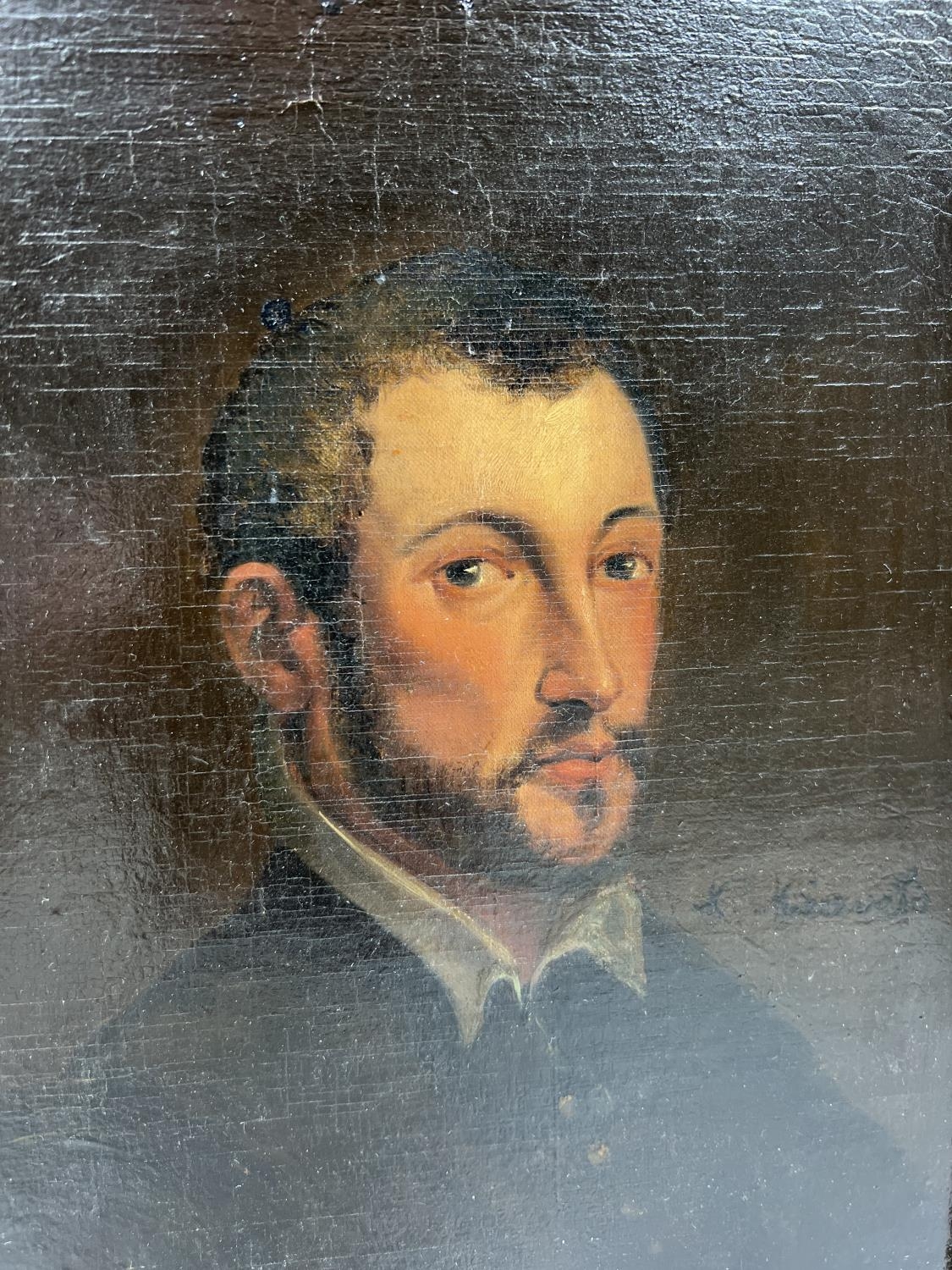 17TH CENTURY FLEMISH SCHOOL 'Portrait of a Gentleman', oil on canvas, indistinctly signed, 25cm x - Image 4 of 8