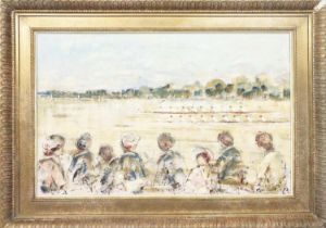 WALTER JOHN BEAUVAIS (1942-1998), 'The Regatta, The Boat Race', oil on canvas, 49cm x 75cm, signed
