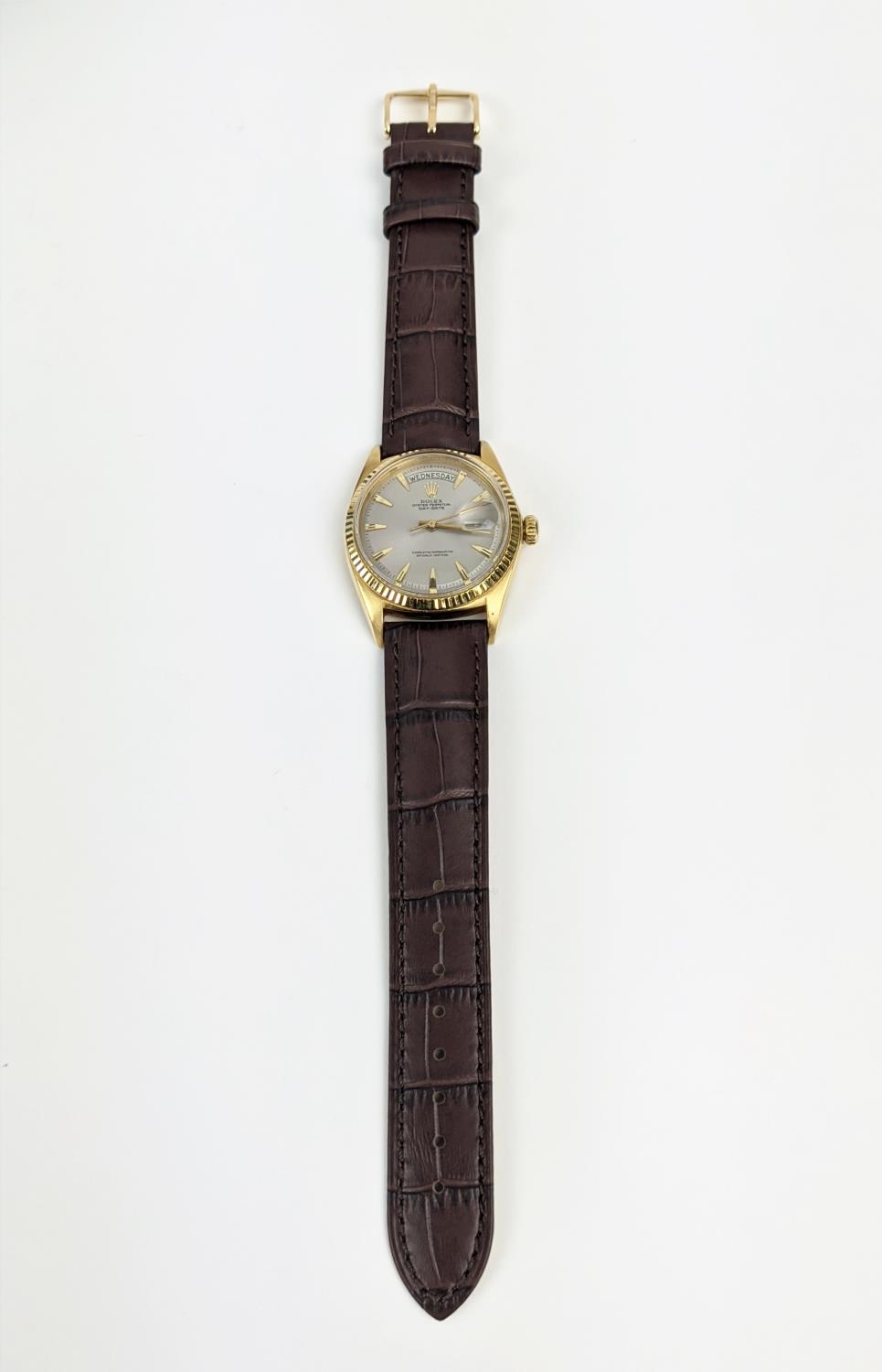 ROLEX OYSTER PERPETUAL DAY DATE WRISTWATCH, circa 1960, 18ct gold case, 36mm diameter, model - Image 11 of 11