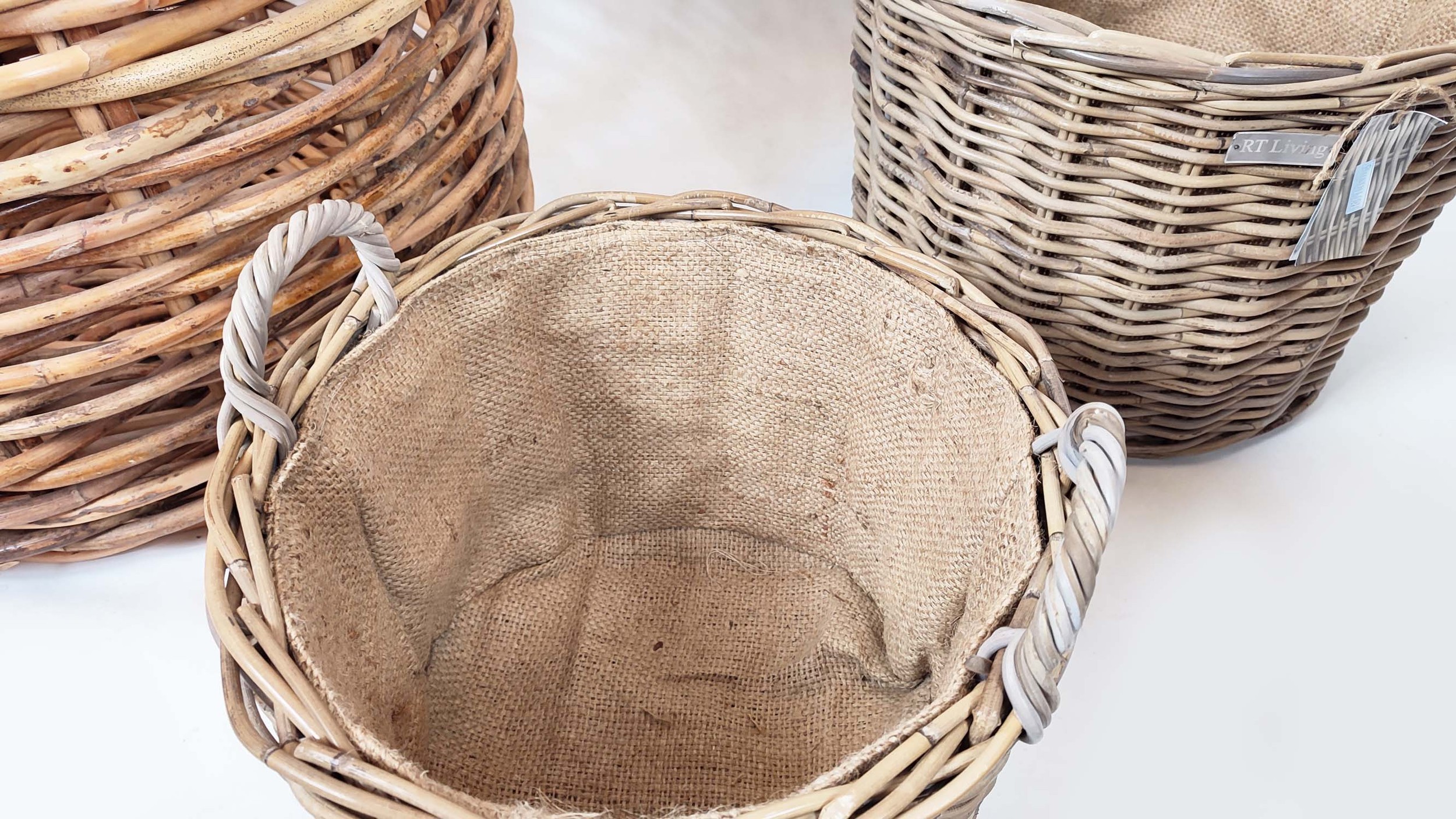 WICKER BASKETS, a collection of nine various, to include a large log basket and trugs, largest - Image 4 of 6