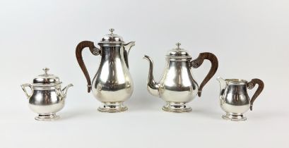 A CHRISTOFLE SILVER PLATED TEA AND COFFEE SERVICE, comprising coffee pot, teapot milk jug and