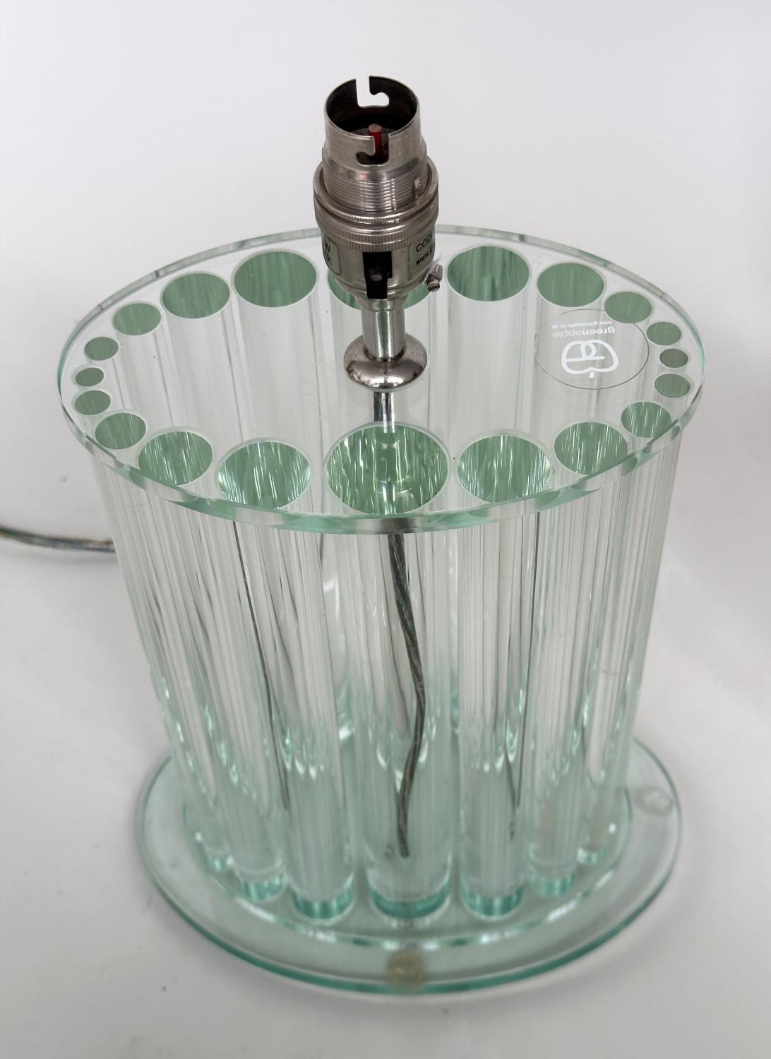 TABLE LAMPS BY GREEN APPLE, a pair, glass oval each with twenty graduated glass column supports, - Image 3 of 9