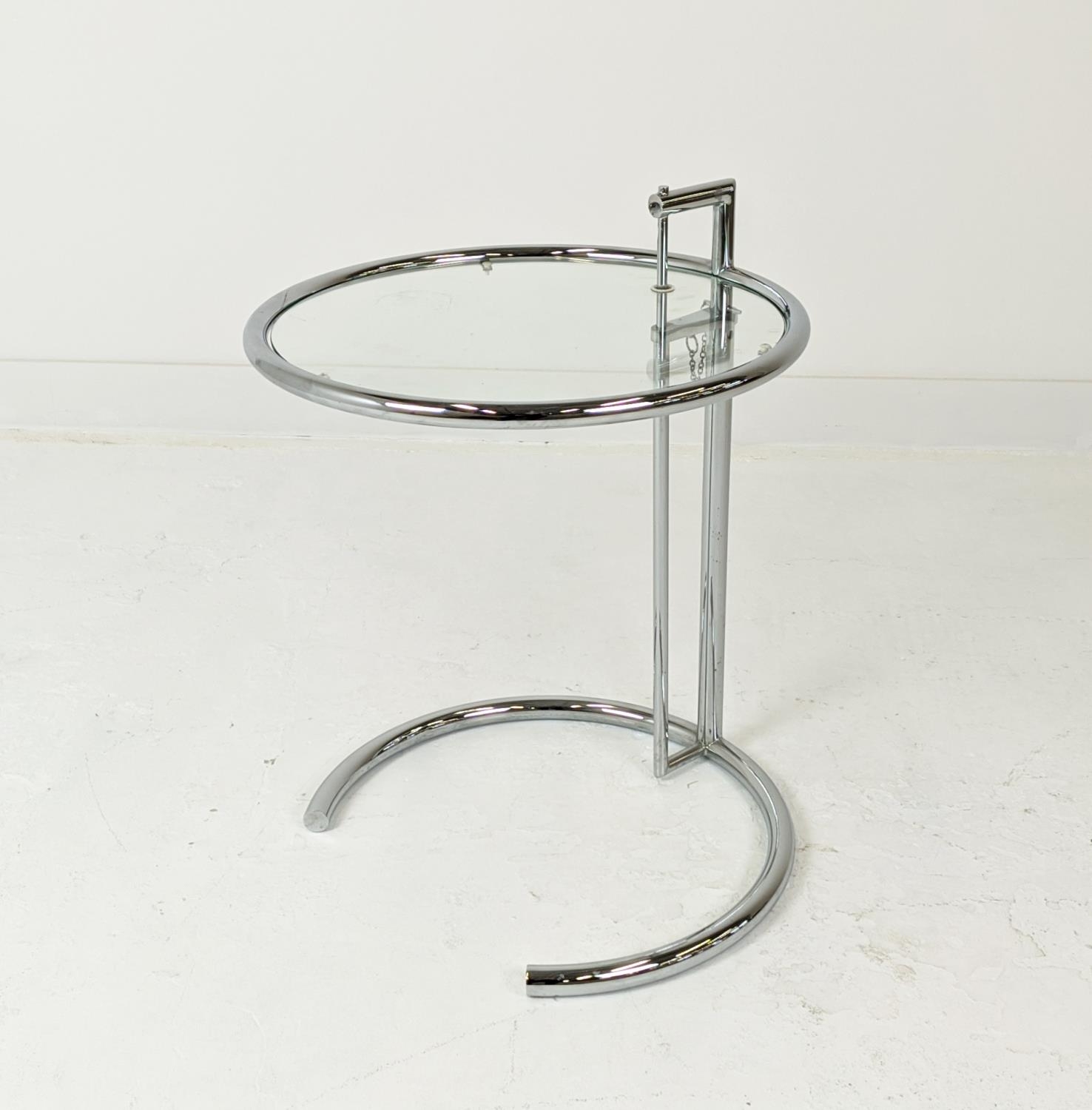 AFTER EILEEN GRAY E1027 STYLE SIDE TABLE, 63cm x 51cm diam.