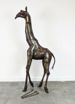 GIRAFFE SCULPTURE, welded metal, 210cm H.