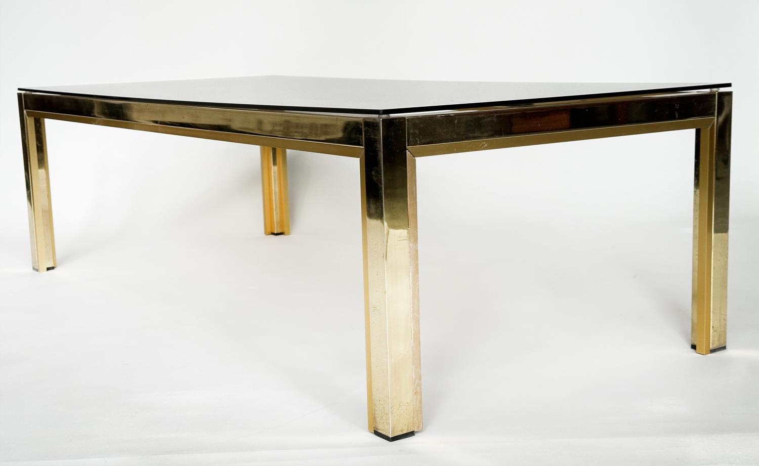 LOW TABLE, 1970s Italian brass and glass rectangular, 130cm x 60cm x 38cm. - Bild 5 aus 10