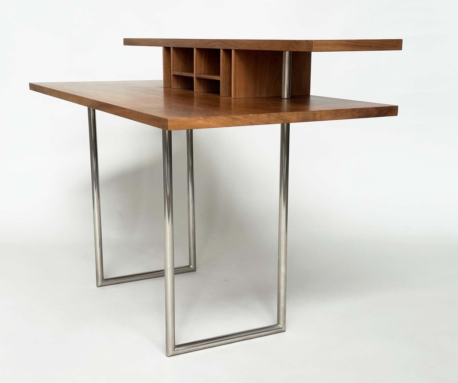 EILEEN DESK, by Sir Terence Conran, walnut with pigeon hole top and tubular chromed metal - Image 5 of 7