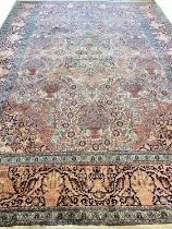 KERMAN LAVER DESIGN SILK CARPET, 380cm x 260cm.