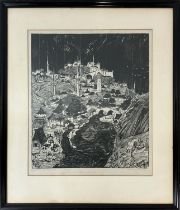 BERNARD RICE (1900-1998), 'Travnik, Bosnia', wood engraving, 44cm x 38cm, signed and numbered 37/50,