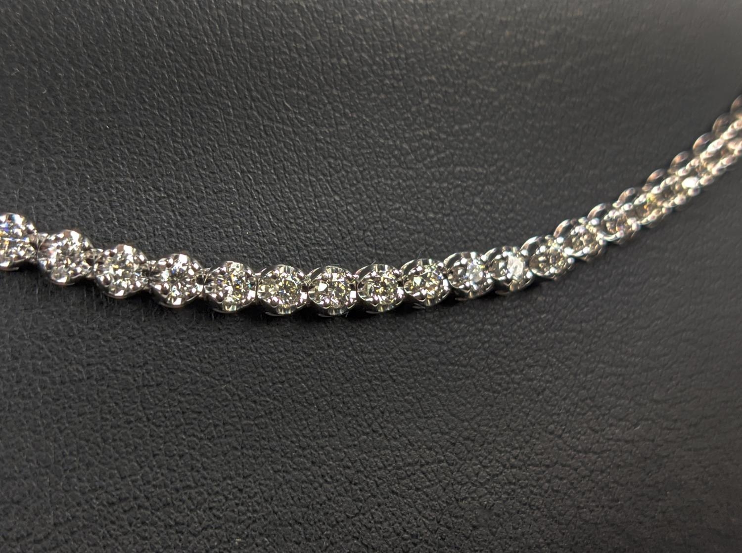 AN 18CT WHITE GOLD DIAMOND SET NECKLACE, set with approximately 140 round brilliant cut diamonds, - Image 5 of 7