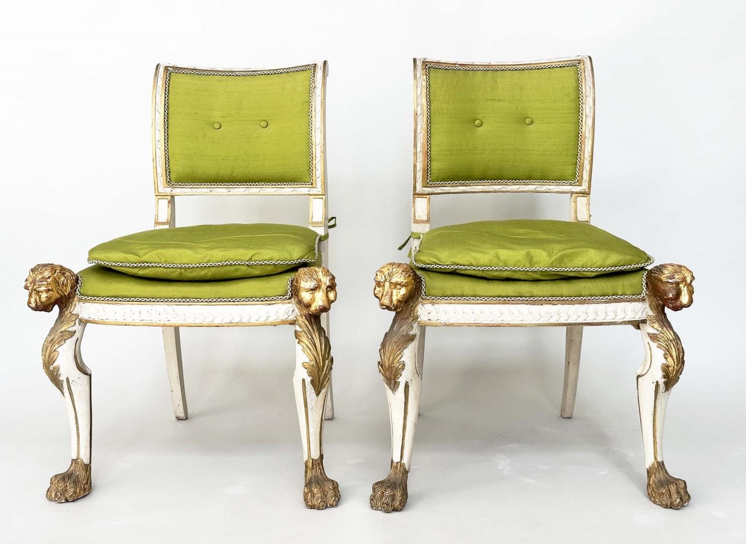 SIDE CHAIRS, a pair, English Country House, early 19th century grey painted and parcel gilt with - Image 15 of 15