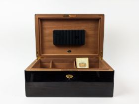 DUNHILL CIGAR HUMIDOR, 35cm W x 23cm D x 16cm H, bears plaque with a quantity of old cigars.