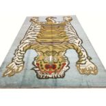 FINE TIBETAN TIGER DESIGN CARPET, 300cm x 210cm.