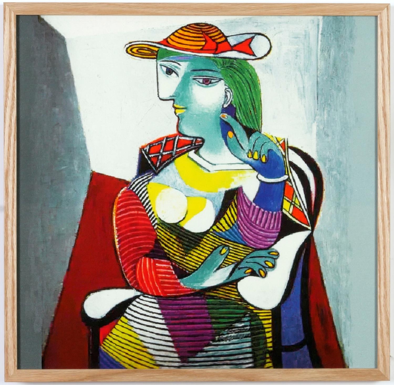 AFTER PABLO PICASSO, a set of nine colour portraits of women on cotton, 44cm x 44cm each. - Image 10 of 10