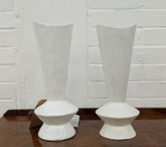 JULIAN CHICHESTER TENAVA VASES, a pair, faux white gesso finish, decorative, not water tight, 36cm
