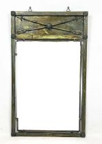 WALL MIRROR, 1940s French, Neo-classical design bronze frame with a rectangular plate, 105cm x 60cm.