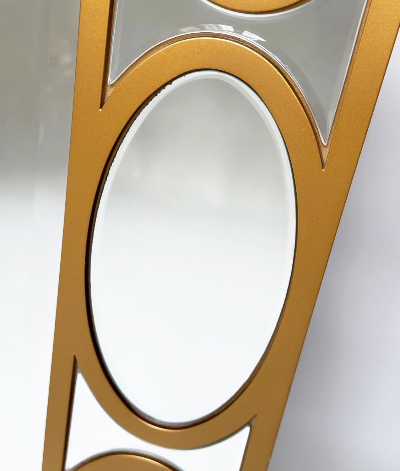 WALL MIRROR, rectangular gilt with oval panelled marginal plates and bevelled mirror throughout, - Image 2 of 7