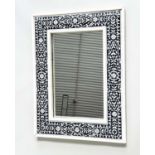 WALL MIRROR, rectangular Moorish style bone and bone mosaic inlaid black, 61cm H x 46cm W.