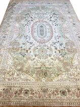 FINE PURE SILK HEREKE DESIGN CARPET, 280cm x 180cm.