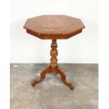 OCCASIONAL TABLE, mid 19th century Italian walnut, marquetry and parquetry with octagonal top on