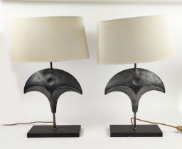 PORTA ROMANA TABLE LAMPS, a pair, with Porta Romana shades, 68cm H. (2)