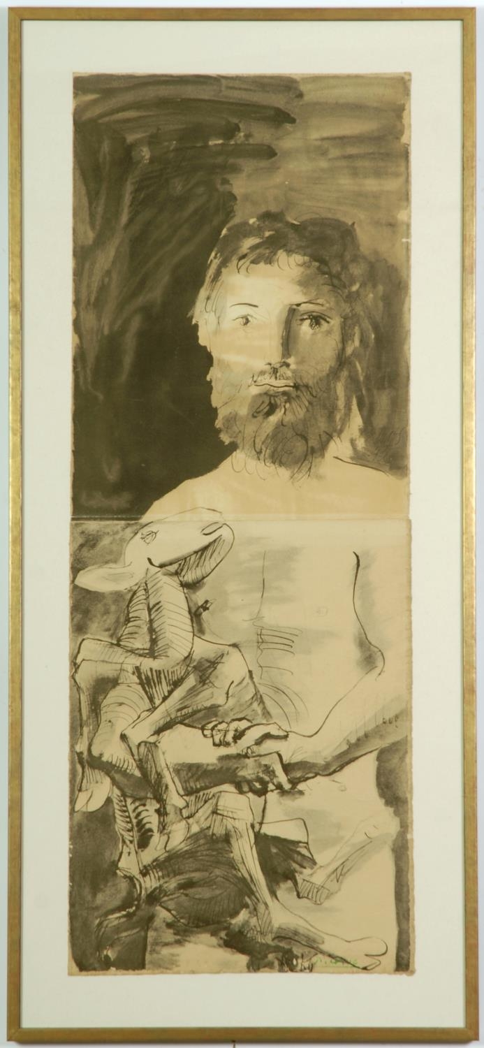 PABLO PICASSO, La Flute Double, L'homme Au Mouton, large pochoir on Richard De Bas Paper, edition: