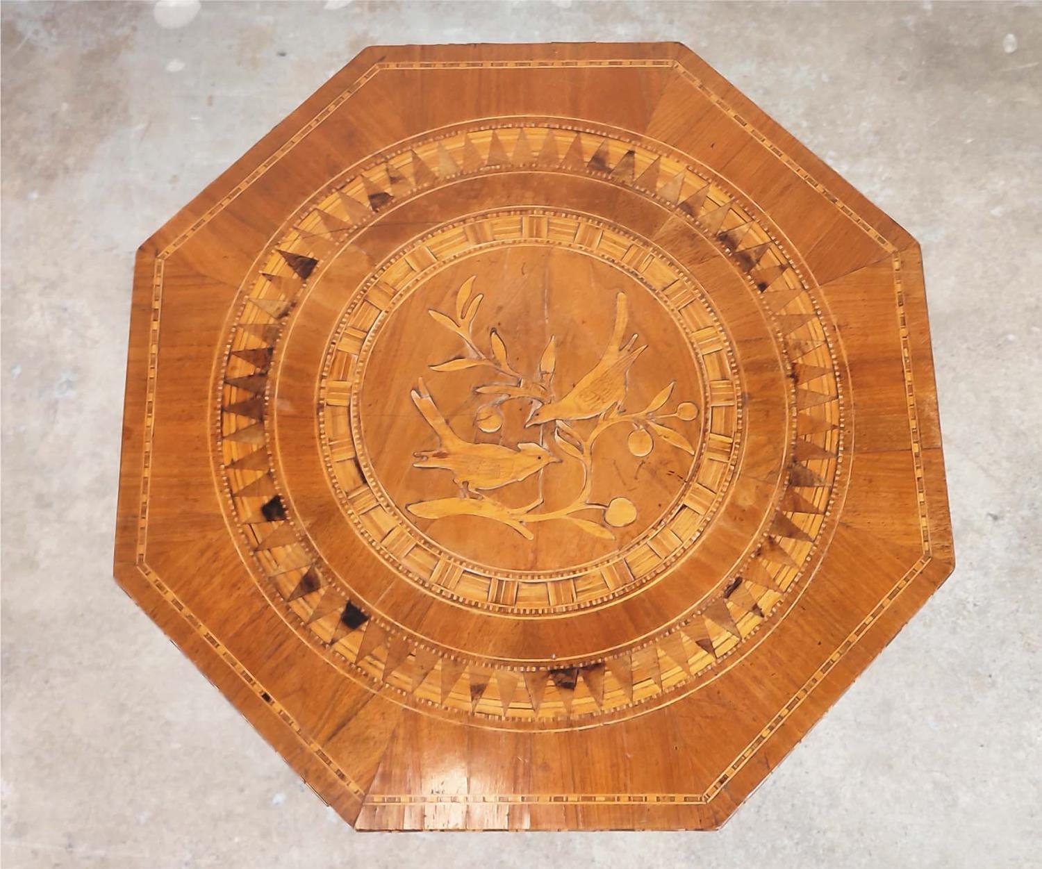 OCCASIONAL TABLE, mid 19th century Italian walnut, marquetry and parquetry with octagonal top on - Image 2 of 9