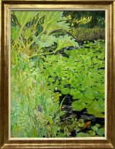 CHRISTIANE KUBRICK (b.1932), 'Green and black pond', oil on canvas, 101cm x 75cm, signed.