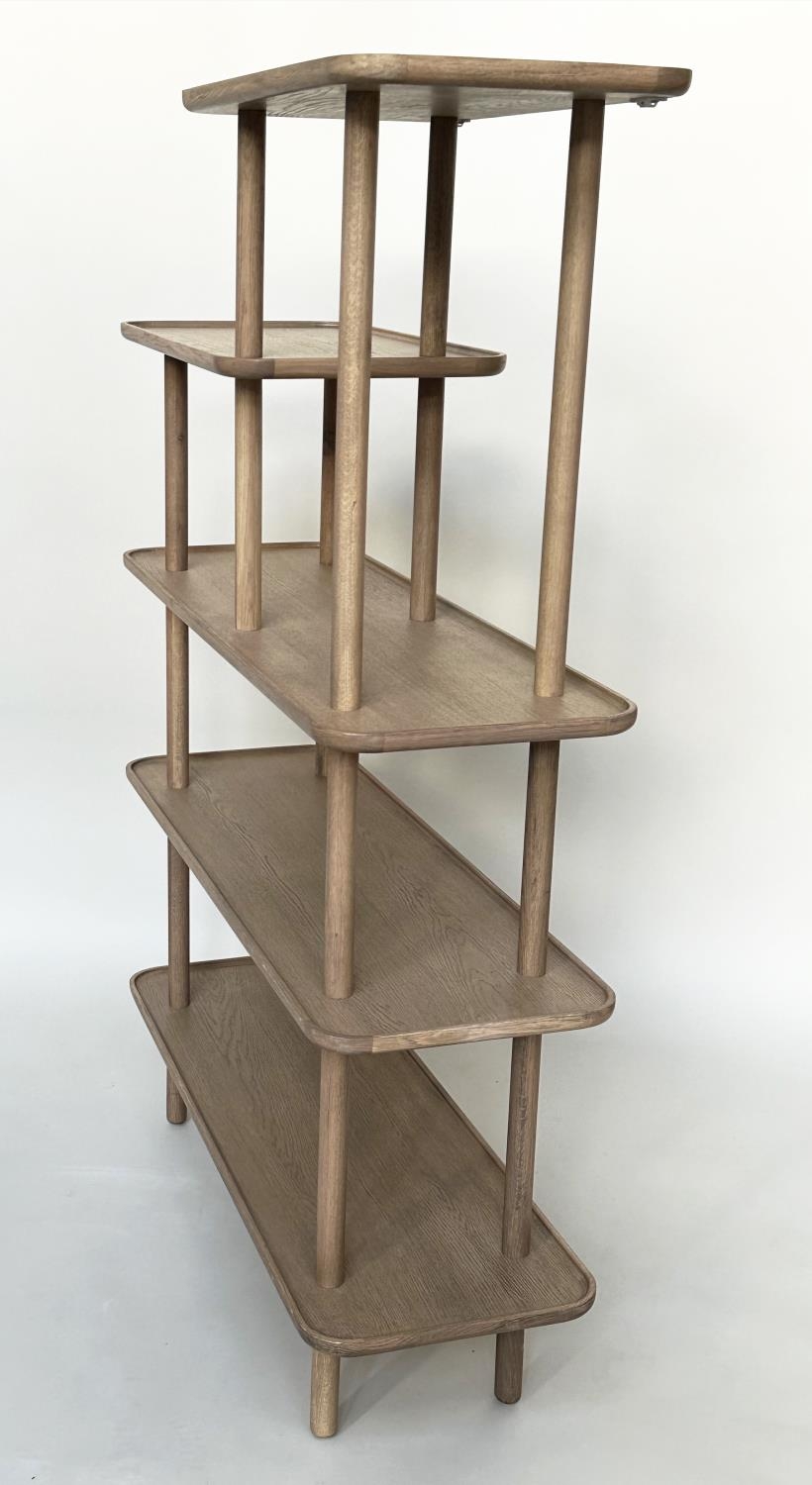 DISPLAY STAND, contemporary oak of five tiers, 164cm H x 110cm W x 39cm D. - Image 5 of 6