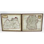 ROBERT MORDEN (1650-1703), Maps of Surrey and Wiltshire, hand coloured, 38cm x 44cm, framed. (2)