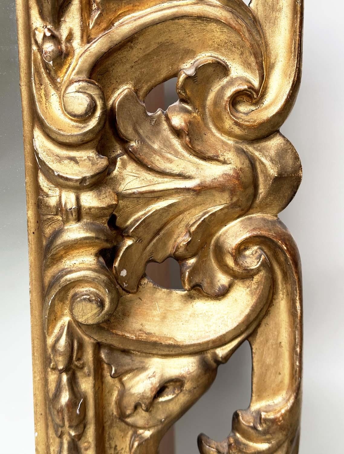 FLORENTINE WALL MIRROR, 19th century Italian rectangular carved giltwood C scroll and foliate - Image 6 of 6