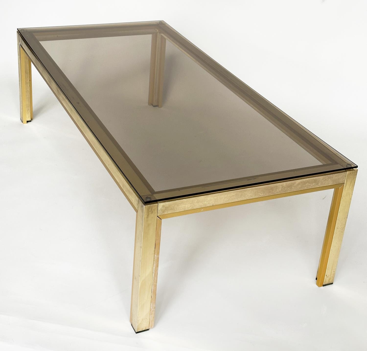 LOW TABLE, 1970s Italian brass and glass rectangular, 130cm x 60cm x 38cm. - Bild 6 aus 10