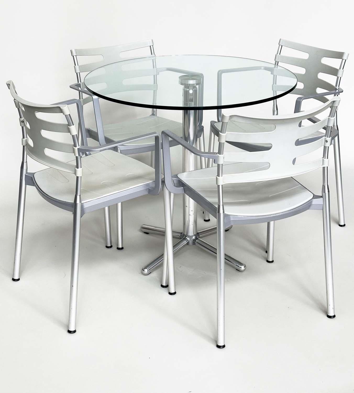 FRITZ HANSEN ICE DINING CHAIRS, a set of four, by Kasper Salto, with a chrome and glass tilt - Bild 2 aus 10