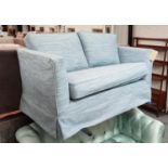 ANDREW MARTIN BLOOMSBURY SPECIAL SOFA, 140cm W approx, blue fabric upholstery.