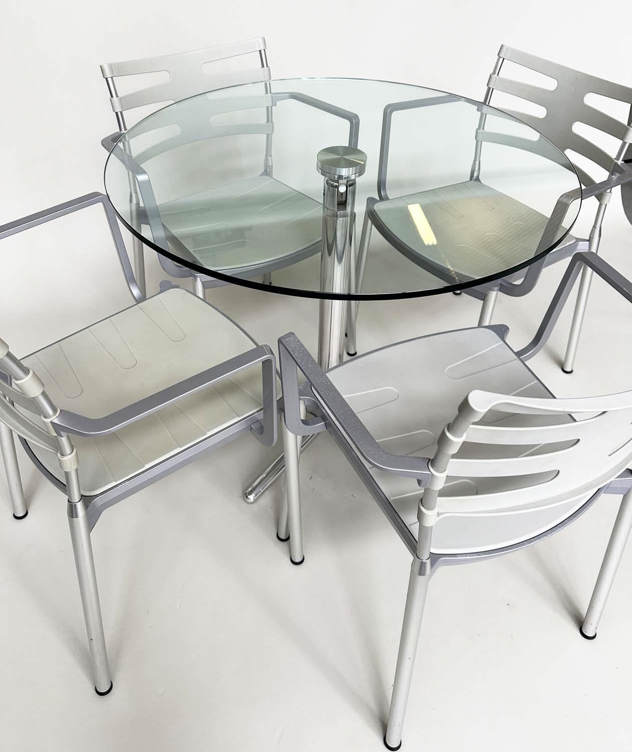 FRITZ HANSEN ICE DINING CHAIRS, a set of four, by Kasper Salto, with a chrome and glass tilt - Bild 3 aus 10