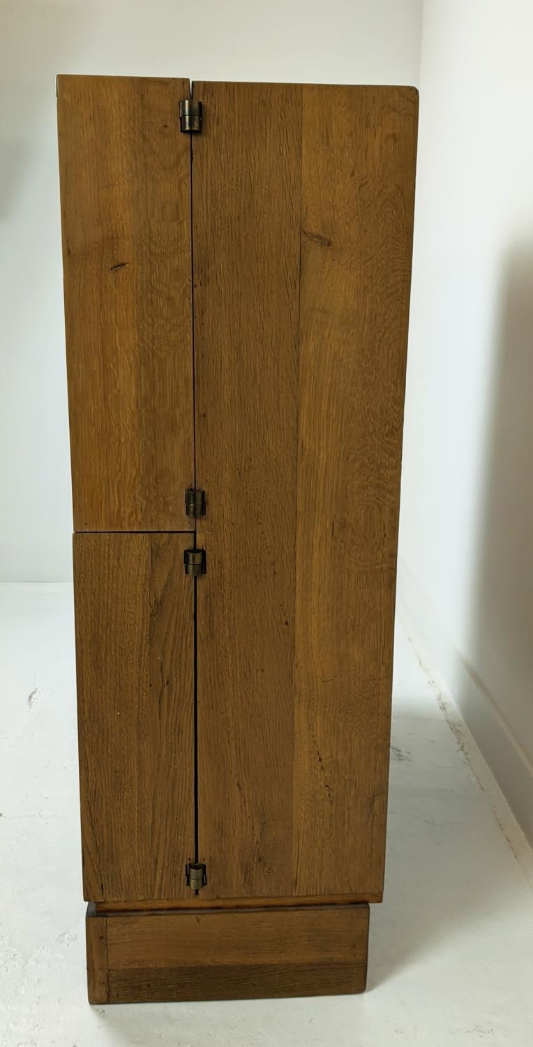 SECRETAIRE CABINET, 201cm x 66cm x 116cm at largest when open, vintage 20th century, leathered - Image 4 of 8