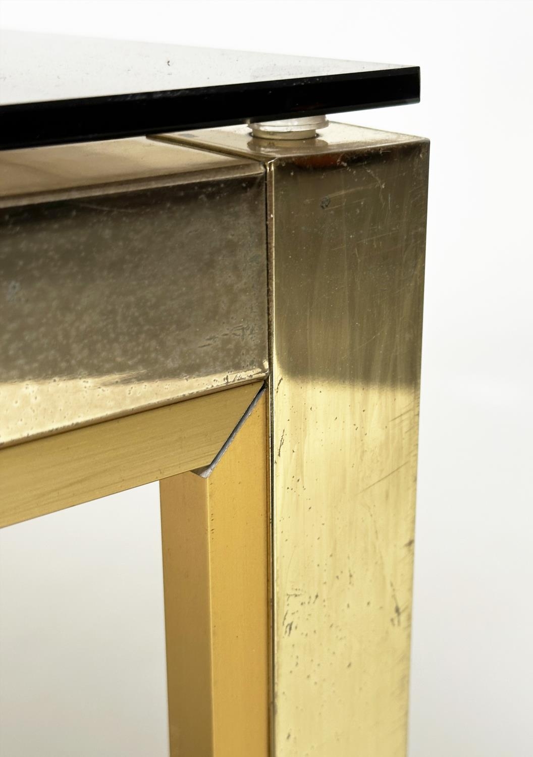 LOW TABLE, 1970s Italian brass and glass rectangular, 130cm x 60cm x 38cm. - Bild 10 aus 10