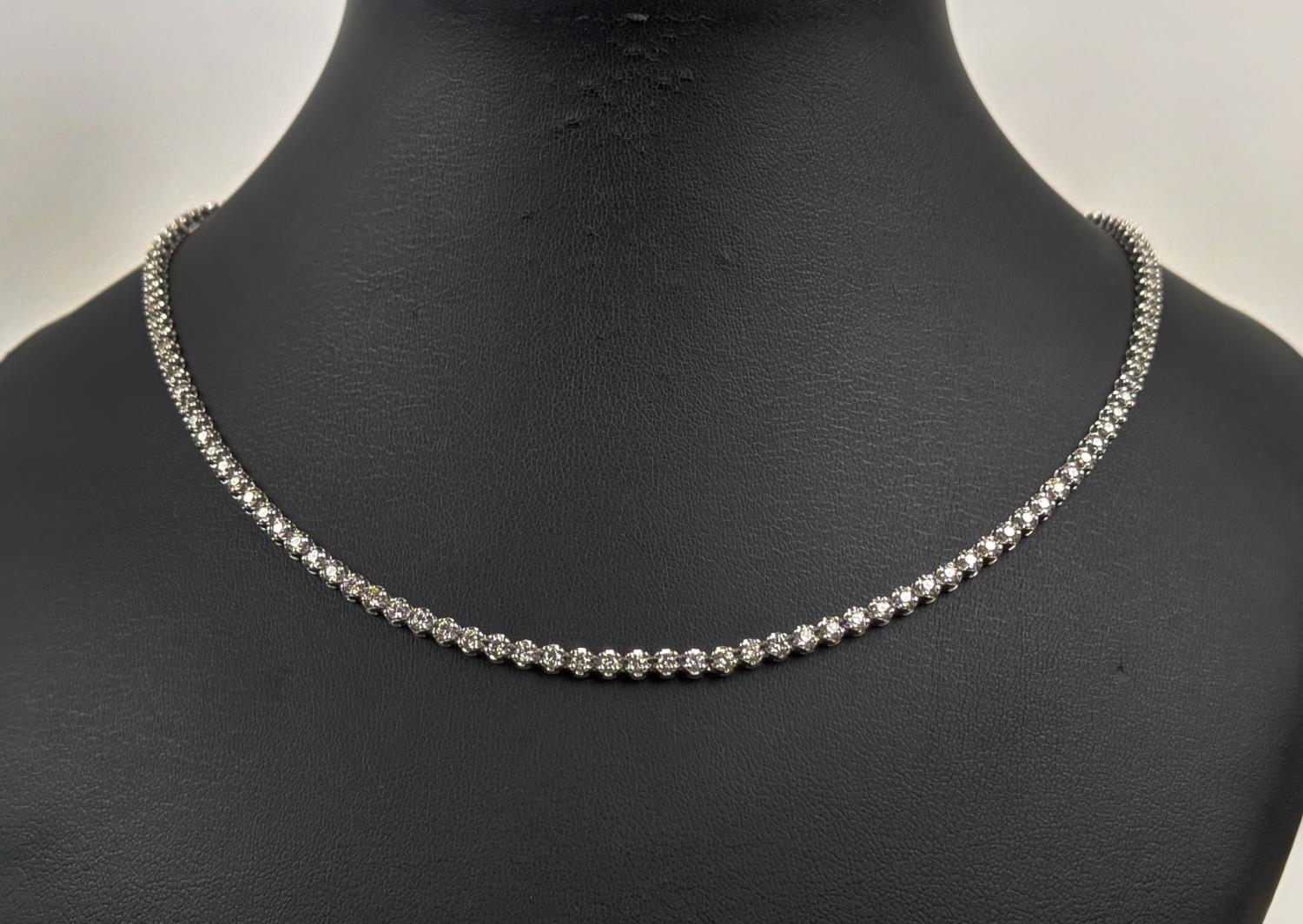 AN 18CT WHITE GOLD DIAMOND SET NECKLACE, set with approximately 140 round brilliant cut diamonds, - Image 4 of 7