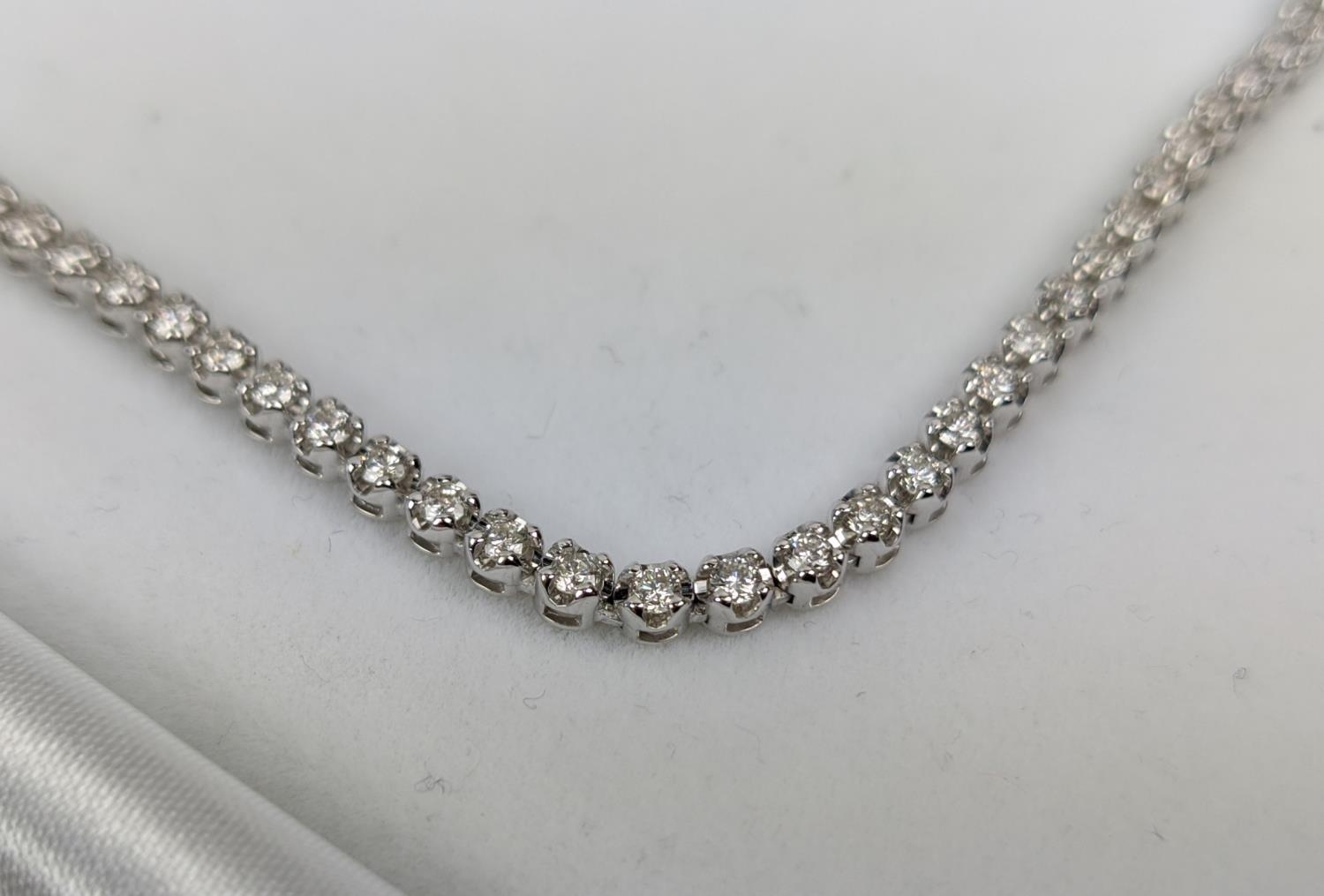 AN 18CT WHITE GOLD DIAMOND SET NECKLACE, set with approximately 140 round brilliant cut diamonds, - Image 2 of 7