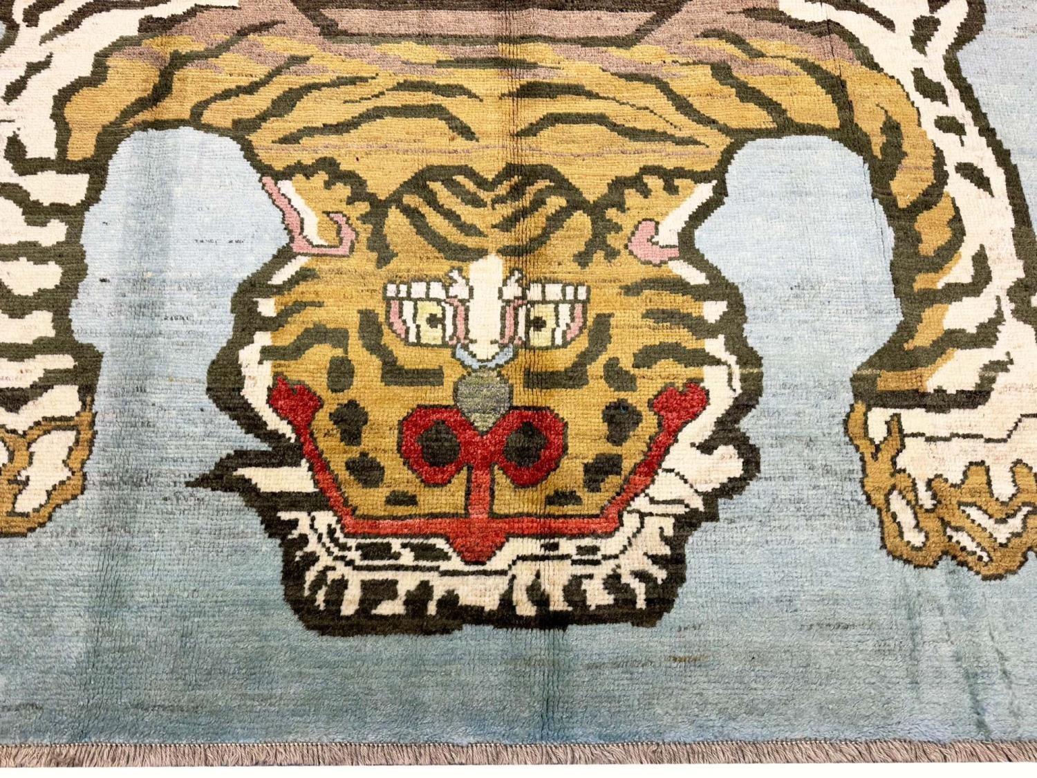 FINE TIBETAN TIGER DESIGN CARPET, 300cm x 210cm. - Image 2 of 4