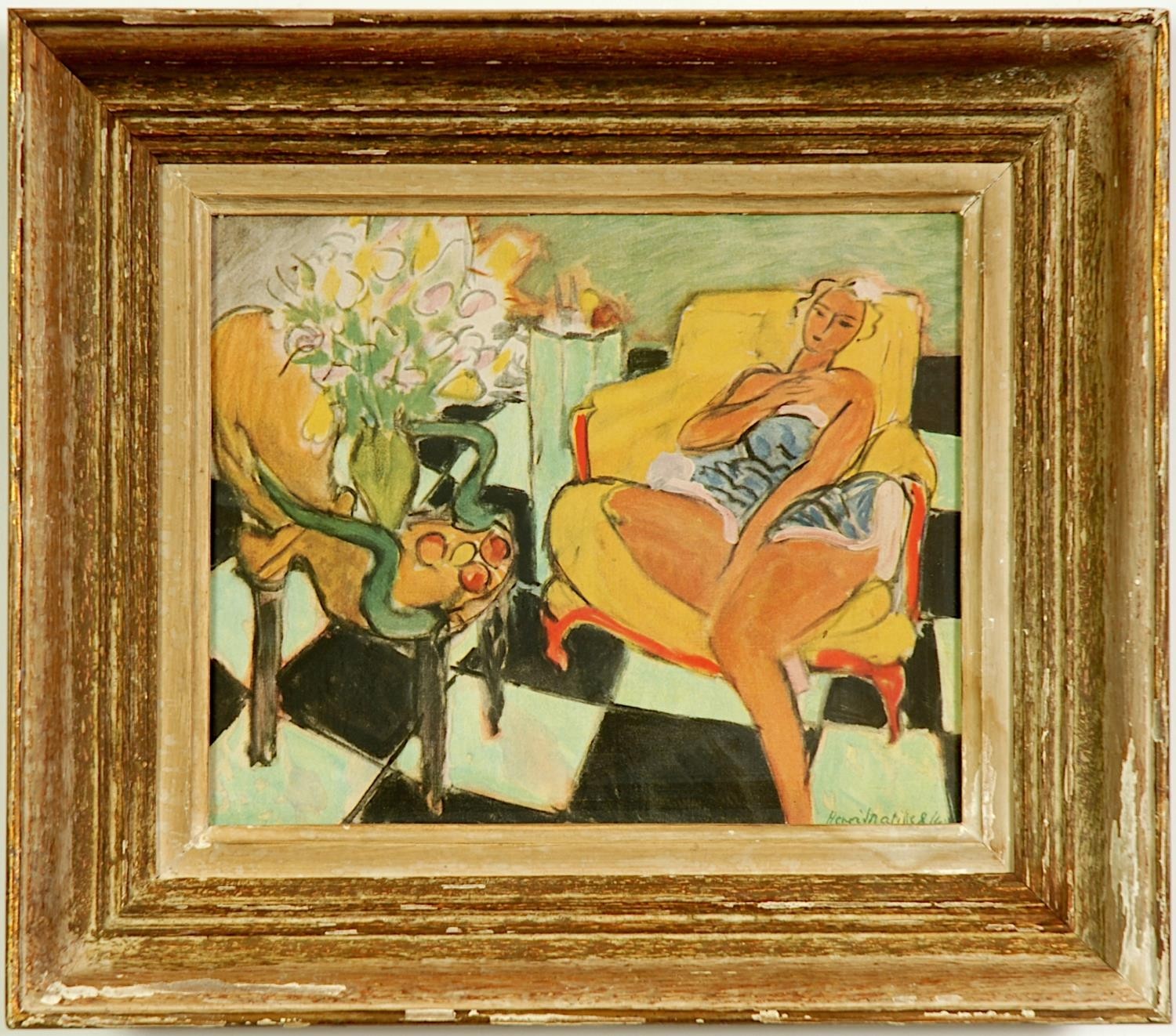 HENRI MATISSE, Danseuse Assise Dans un Fauteuil, signed in the plate, off set lithograph vintage