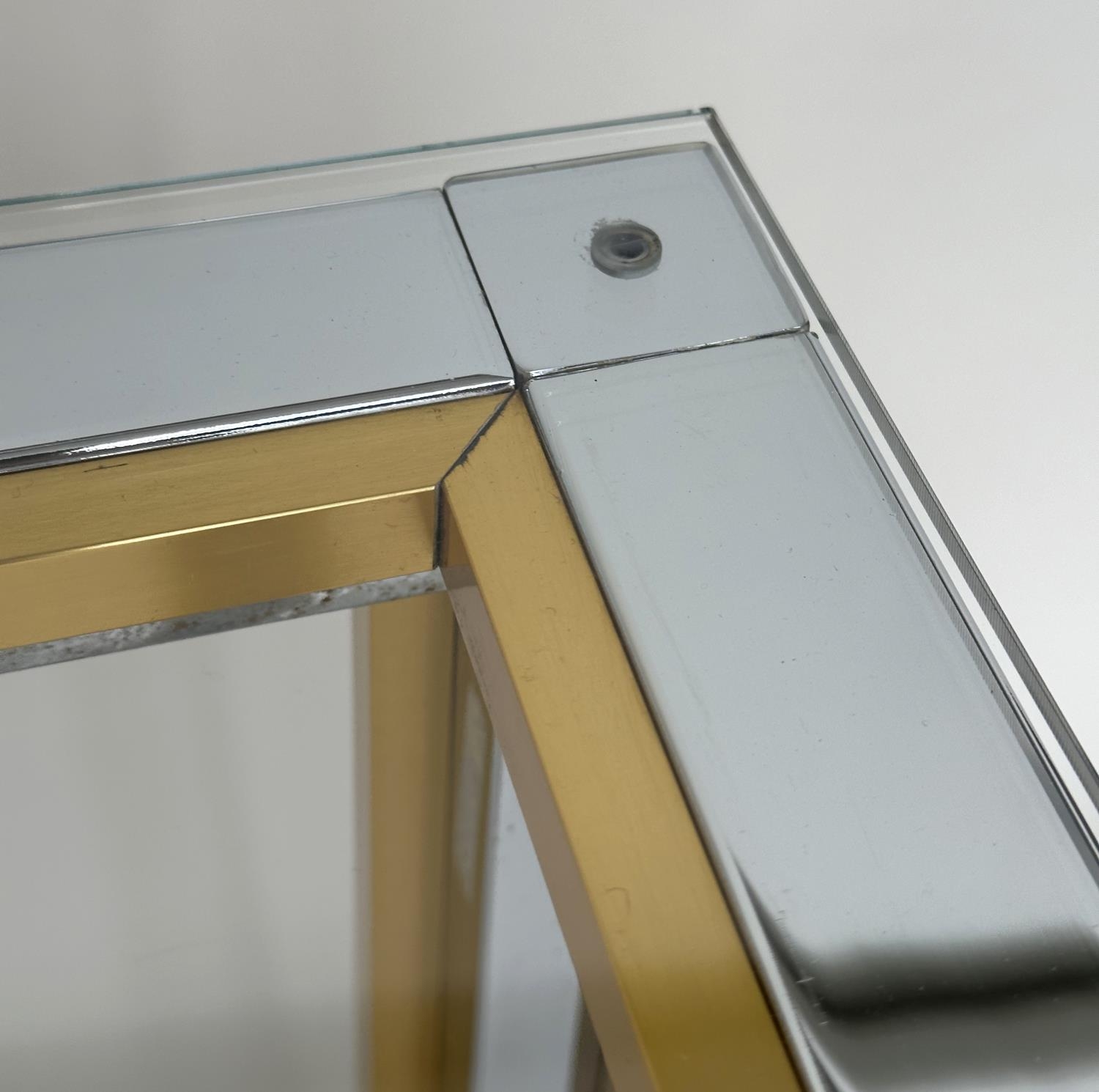 CONSOLE TABLE, 1970s Italian style brass and chrome framed rectangular plate glass, 135cm W x 72cm H - Image 4 of 8