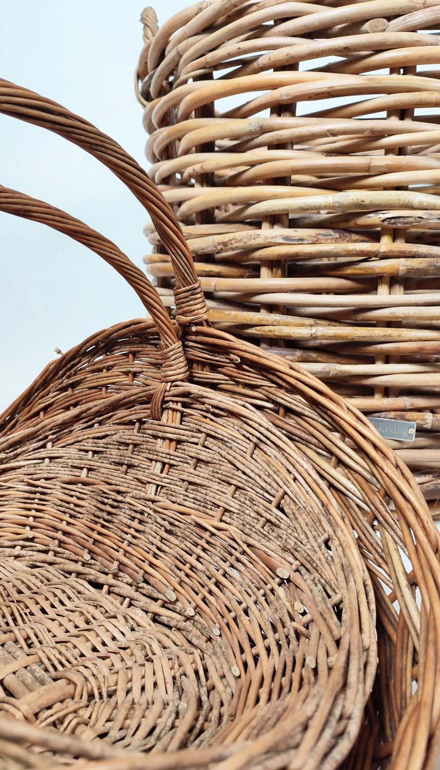 WICKER BASKETS, a collection of nine various, to include a large log basket and trugs, largest - Image 2 of 6
