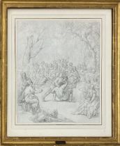 ATTRIBUTED TO PIERRE DULIN (1669-1748), 'Odysseus and Ajax', Craie Noir, 60cm x 49cm, bears tablet