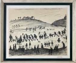 LS LOWRY (British 1887-1976), 'A Hillside', lithograph, signed and numbered, 51/75, 50cm x 63cm,