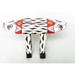 TIGER STOOL, tribal style painted and carved, 50cm W.