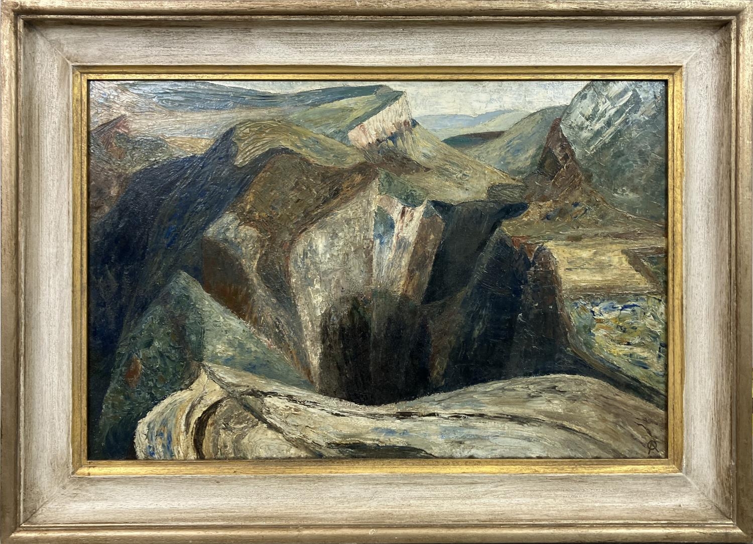 ANTHONY QUINEY (b.1935) FSA RAI, 'Landscape, Wales', oil on board, 39cm x 60cm, signed with monogram