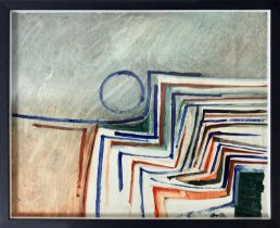 ALFREDO AVELLA (Italian 1924-1982), 'Landscape', gouache and collage, 38cm x 47cm, framed.