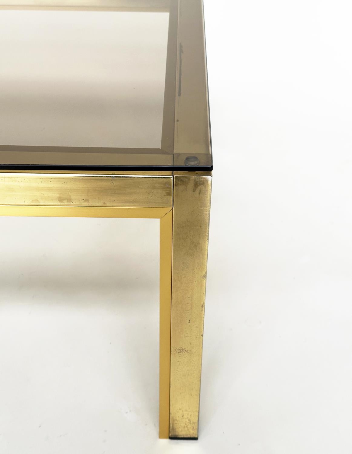 LOW TABLE, 1970s Italian brass and glass rectangular, 130cm x 60cm x 38cm. - Bild 3 aus 10