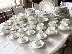 DINNER SERVICE, English fine bone China Wedgwood Vera Wang grosgrain, 12 place, 9 piece setting,