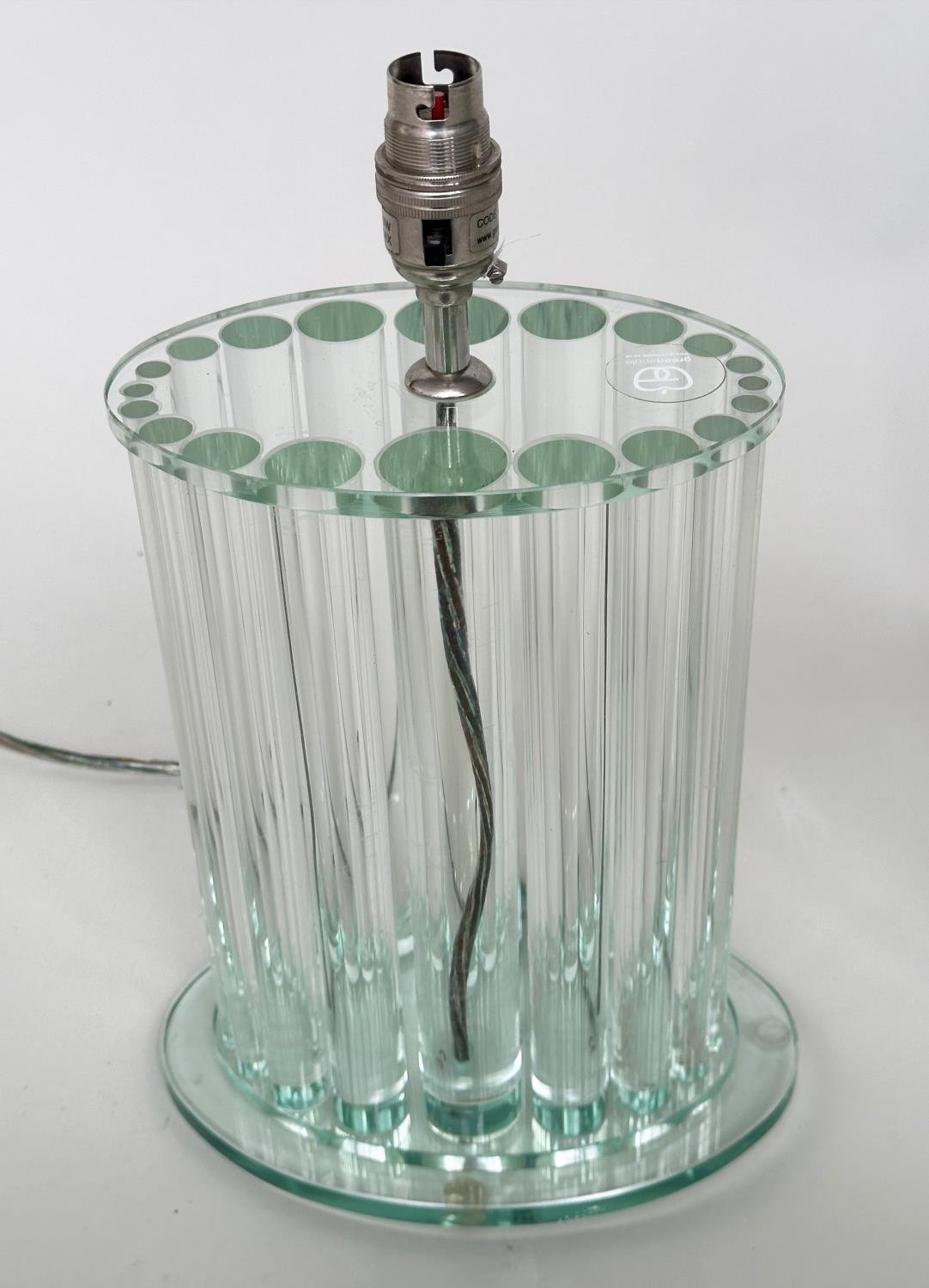 TABLE LAMPS BY GREEN APPLE, a pair, glass oval each with twenty graduated glass column supports, - Image 9 of 9